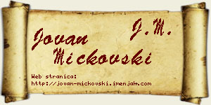 Jovan Mickovski vizit kartica